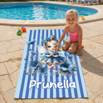 Personalized Birth Flower Fairy Oversized Quick-Dry Beach Towel with Name Beach Party Birthday Gift for Girl