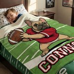 Personalisierte American Football Französisch Bulldogge weiche Decke mit Namen Home Decor Team Geburtstag Geschenk für Fußball-Liebhaber