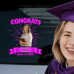 Personalized Photo Graduation Congrats Firework Waterproof Car Sticker with Name and Year Graduation Gift for Graduates