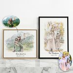 Personalized Watercolour Photo Framed Canvas Print with Date and Text Home Decor Valentine's Day Anniversary Gift for Couples Newlyweds