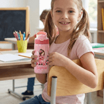 Bouteille d'eau isotherme 12 oz avec paille et couvercle anti-éclaboussures Cadeau d'Anniversaire pour Enfants Filles