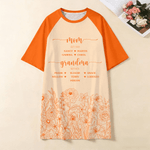 Personalized Hand-Painted Flowers Soft Sleep Dress with Names and Year Mother's Day Birthday Gift for Mom Grandma