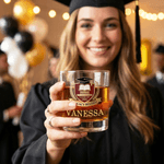 Personalized Collegiate Style Medical Emblem 10 oz Whiskey Glass with Name Daily Drinking Graduation Gift for Medical Architecture Graduates