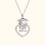 Personalized Grad Cap Zircon Heart Necklace with Name and Year Class of 2026 Graduation Birthday Gift for Graduates