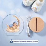 Veilleuse acrylique personnalisée avec photo et prénom de bébé-Cadeau d'anniversaire pour les bébés