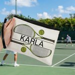 Personalisierte Tennis Kulturtasche mit Namen | Reise-Organizer mit Handschlaufe | Kosmetiktasche | Geburtstag Sport Geschenk für Männer und Frauen
