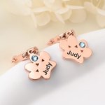 Personalised 1-4 Paw Prints Birthsonte Earrings with Name Dainty Jewellery Birthday Anniversary Gift for Women Pet Owners