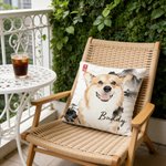 Personalized Chinese Ink-Wash Style Pet Photo Throw Pillow Cover with Name Home Decor Birthday Anniversary Gift for Friend Pet Owner
