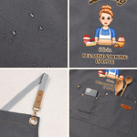 Personalised Cartoon Baking Character Baking Adult Apron with Name and Pockets Daily Cooking Holiday Gift for Mom Grandma