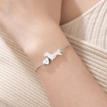 Personalised Heart-Shaped Initial Bead Opal Dachshund Bracelet Birthday Memorial Gift for Dog Owners Lovers