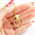 Personalized Grad Cap Zircon Heart Necklace with Name and Year Class of 2026 Graduation Birthday Gift for Graduates