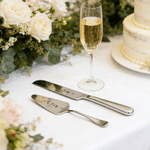 Personalised Initial Wreath Design Wedding Cake Knife Server Set with Name and Date 2 Pcs Wedding Gift for Newlyweds Couple