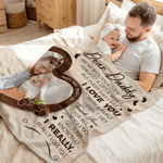 Personalized Dear Daddy Photo Soft Throw Blanket with Name Home Decor First Father's Day Gift for New Dad