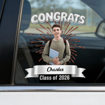 Personalized Photo Graduation Congrats Firework Waterproof Car Sticker with Name and Year Graduation Gift for Graduates