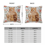 Personalized Imitation Embroidery Effect Flower Cute Mom-Baby Bear Soft Throw Pillow Cover with Names Room Decor Mother's Day Gift for Mom