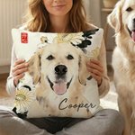 Personalized Chinese Ink-Wash Style Pet Photo Throw Pillow Cover with Name Home Decor Birthday Anniversary Gift for Friend Pet Owner