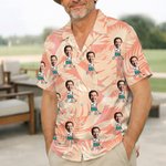 Personalised Face Photo Golf Elements Hawaiian Style Short-Sleeved Shirt Funny Anniversary Birthday Gift for Golf Players