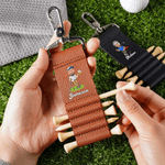 Porte tee de golf en cuir PU avec nom et 5 tees en bambou Cadeau d'anniversaire pour les joueurs de golf