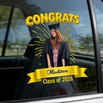 Personalized Photo Graduation Congrats Firework Waterproof Car Sticker with Name and Year Graduation Gift for Graduates