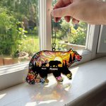 Personalised Mother Baby Bears Sun Flower Acrylic Hanging Ornament with Nickname and Names Home Decor Mother's Day Birthday Gift for Mom Grandma