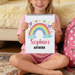 Personalized Meadow Rainbow Mermaid Sketchbook with Name and 50/100 Pages Daily Drawing Art Birthday Gift for Boys Girls