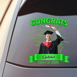 Personalized Photo Graduation Congrats Firework Waterproof Car Sticker with Name and Year Graduation Gift for Graduates