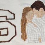 Personalized Romantic Embroidered Photo Soft T-shirt Sweatshirt Hoodie with Initials Birthday Wedding Anniversary Gift for Couple