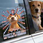 Personalized Pawty in the USA 250 Years of Freedom Cartoon Pet Car Decal Sticker with Name Car Window Decor Daily Use New Car Gift for Pet Lover