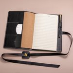 Personalized Golden Cross PU Leather Strap Journal Notebook with Initial and Text Religious Baptism Birthday Gift for Christian Pastor