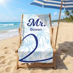 Personalized Palm Half Heart Quick Dry Soft Oversized Beach Towel with Name Summer Pool Beach Party Birthday Gift for Couple
