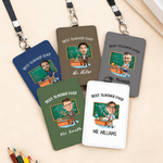 Personalized Photo Male Teacher Subject ID Badge Card Holder with Hanging Buckle and Text Teacher's Day Daily Use Gift for Male Teachers