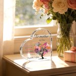 Placa acrílica personalizada en forma de corazón con texto y nombres Decoración del hogar Día de la madre Cumpleaños Regalo para mamá Abuela