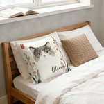 Personalized Chinese Ink-Wash Style Pet Photo Throw Pillow Cover with Name Home Decor Birthday Anniversary Gift for Friend Pet Owner