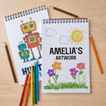 Personalized Meadow Rainbow Mermaid Sketchbook with Name and 50/100 Pages Daily Drawing Art Birthday Gift for Boys Girls