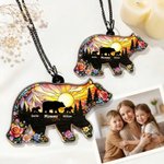 Personalised Mother Baby Bears Sun Flower Acrylic Hanging Ornament with Nickname and Names Home Decor Mother's Day Birthday Gift for Mom Grandma
