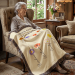 Personalized Birth Flower Soft Throw Blanket with Tassels and Name Home Decor Mother's Day Birthday Gift for Mom Grandma