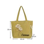 Bolso tote de pana personalizado con flor de nacimiento y nombre gran capacidad regalo de cumpleaños para mujer y amiga