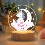 Personalisiertes LED-Nachtlicht mit verträumtem Mond- und Waldtier-Design | mit Namen | Kinderzimmer-Deko | Geburtstag Geschenk für Jungen Mädchen