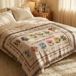 Couverture douce de style rétro personnalisée avec texte et 1-12 nom fleurs de naissance - Cadeau fête des Mères pour les femmes la famille