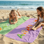 Personalized Cute Animal Pattern Oversized Quick-Dry Beach Towel with Name Beach Party Birthday Gift for Kids Boys Girls