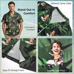 Personalised Face Photo Golf Elements Hawaiian Style Short-Sleeved Shirt Funny Anniversary Birthday Gift for Golf Players