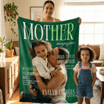 Personlig tidningsdesign mjuk pläd med foto och namn heminredning Mors dag födelsedagspresent till kvinna