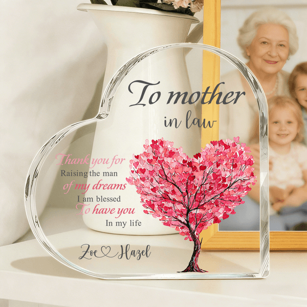 Placa acrílica personalizada en forma de corazón con texto y nombres Decoración del hogar Día de la madre Cumpleaños Regalo para mamá Abuela