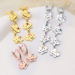 Personalised 1-4 Paw Prints Birthsonte Earrings with Name Dainty Jewellery Birthday Anniversary Gift for Women Pet Owners