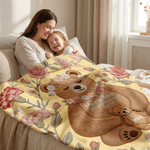 Personalized Imitation Embroidery Effect 1-5 Mom-Child Bear Hug Soft Throw Blanket with Name Home Decor Mother's Day Birthday Gift for Mom Grandma