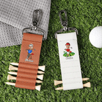Porte tee de golf en cuir PU avec nom et 5 tees en bambou Cadeau d'anniversaire pour les joueurs de golf