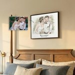 Personalized Watercolour Photo Framed Canvas Print with Date and Text Home Decor Valentine's Day Anniversary Gift for Couples Newlyweds