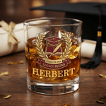 Personalized Collegiate Style Medical Emblem 10 oz Whiskey Glass with Name Daily Drinking Graduation Gift for Medical Architecture Graduates
