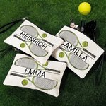 Personalisierte Tennis Kulturtasche mit Namen | Reise-Organizer mit Handschlaufe | Kosmetiktasche | Geburtstag Sport Geschenk für Männer und Frauen