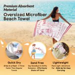 Personalised Hand-Drawn Style Photo Palm Quick Dry Soft Oversized Beach Towel with Names Summer Holiday Beach Party Birthday Gift for Women Besties